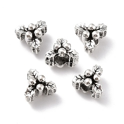 Antique Silver Alloy Beads, Large Hole Beads, Leaf, Antique Silver, 12x13x9mm, Hole: 4.5mm