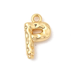 Letter P Латунь прелести, без никеля , реальный 18 k позолоченный, Письмо P, 13x7.5x2.5 мм, отверстие : 1.4 мм
