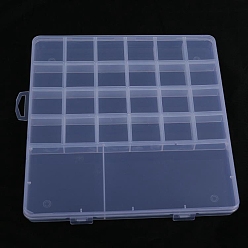 Clear Transparent Plastic Bead Containers, with 26 Compartments, for DIY Art Craft, Nail Diamonds, Bead Storage, Rectangle, Clear, 19.2x20x1.5cm