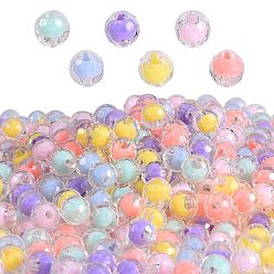 (52) Непрозрачная лаванда Прозрачные акриловые бусины, бусина в бусине, граненые, круглые, разноцветные, 8x7.5 мм, отверстие : 2 мм, Около 1200 шт / 500 г