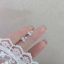 Звезда Сплав серьги для женщин, с 925 стерлинговым серебром, звезда, 14.5 мм