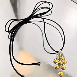 Винограды Двухцветное колье из нержавеющей стали с регулируемым кулоном и черным шнурком из искусственной кожи для женщин., золотые и нержавеющая сталь цвет, винограды, 304 дюйм (2 см)
