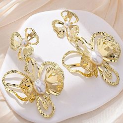 Золотой Серьги-гвоздики из сплава, железа и искусственного жемчуга, цветок, богемный, золотые, 87x28 мм