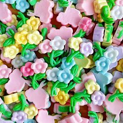 Цветок Непрозрачные кабошоны из смолы, разноцветные, цветок, 13.5x13.5x5 мм