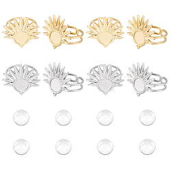 Золотой & Цвет Нержавеющей Стали Сделай сам пустой купол 304 нержавеющая сталь солнце открытый манжета набор для изготовления кольца, золотые и нержавеющая сталь цвет, внутренний диаметр: 16.9 мм, лоток : 8 мм
