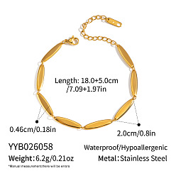 Real 18K Gold Plated 304 Stainless Steel Horse Eye Link Chain Bracelets for Women, Real 18K Gold Plated, 7.09 inch(18cm)