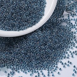 (RR3207) Magic Royal Aqua Lined Crystal MIYUKI Round Rocailles Beads, Japanese Seed Beads, (RR3207) Magic Royal Aqua Lined Crystal, 11/0, 2x1.3mm, Hole: 0.8mm, about 1100pcs/bottle, 10g/bottle