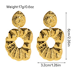 Oval 304 из нержавеющей стали болтаться серьги, золотые, овальные, 60x32 мм