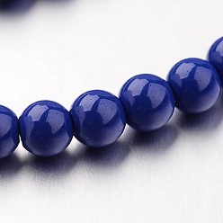 Blue Non-magnetic Synthetic Hematite Bead Strands, Spray Painted, Round, Blue, 4mm, Hole: 1mm, about 103pcs/strand, 15.7 inch