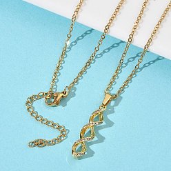 Настоящее золото 18K Латунный кулон с микропаве из прозрачных кубических цирконий 304 цепочка из нержавеющей стали для женщин, вакуумное покрытие pvd, реальный 18 k позолоченный, 17.91 дюйм (45.5 см)