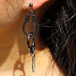 Черный Наручники сплав панцирная цепь подвеска серьги-гвоздики, чёрные, 80 мм