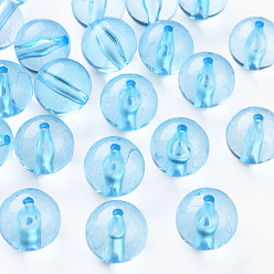 Светло-Голубой Прозрачные акриловые бусины, круглые, Небесно-голубой, 20x19 мм, отверстие : 3 мм, Около 111 шт / 500 г
