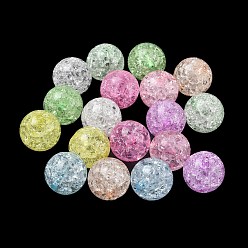 Mixed Color Transparent Crackle Acrylic Beads, Round, Mixed Color, 15.5mm, Hole: 2.5mm, about 210pcs