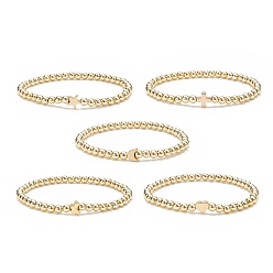 Золотой 5 шт. 5 браслеты в стиле звезды, креста, луны, сердца и бабочки из латуни и синтетического гематита, украшенные бусинами, для женщин, золотые, внутренний диаметр: 2-1/4 дюйм (5.6 см), 1 шт / стиль