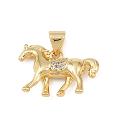 Настоящее золото 18K Латунные микро проложить кубического циркония подвески, лошадь, без кадмия и без свинца, стойки покрытие, долговечный, реальный 18 k позолоченный, 13x20x5 мм, отверстие : 3.5x4 мм