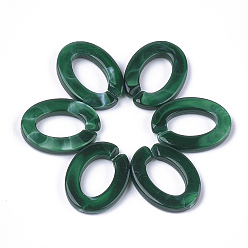 Dark Green Acrylic Linking Rings, Quick Link Connectors, For Jewelry Chains Making, Imitation Gemstone Style, Oval, Dark Green, 24.5x18.5x4mm, Hole: 14.5x9mm, about: 440pcs/500g