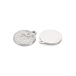 Stainless Steel Color Non-Tarnish 304 Stainless Steel Pendant Rhinestone Settings, Flat Round, Stainless Steel Color, Fit For 1.8mm Rhinestone, 15x12.5x2mm, Hole: 1mm