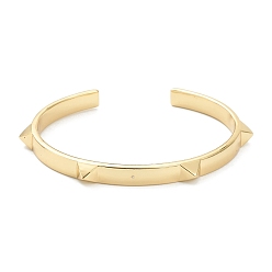 Real 18K Gold Plated Brass Cuff Bangles, Pyramid, Real 18K Gold Plated, Inner Diameter: 2-1/4 inch(5.7cm)