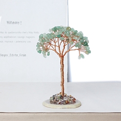 Зеленый Авантюрин Натуральные зеленые авантюриновые чипсы дерево жизни украшения, Медная проволока, энергетический камень по фен-шуй, подарок для украшения домашнего рабочего стола, 110 мм