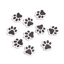 Черный Деревянные бусины, отпечаток лапы, чёрные, 19x20 мм, отверстие : 3 мм, 10 шт / комплект