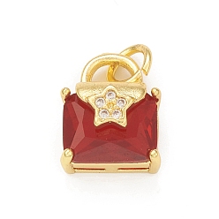 (123L) Белый крем непрозрачный блеск Покрытие стойки латунь микропаве прозрачные кубические циркониевые подвески, с прыжковых колец, без кадмия и без свинца, долговечный, сумка-конверт с подвеской в виде звезды, реальный 18 k позолоченный, огнеупорный кирпич, 12.5x9.5x7.5 мм, отверстие : 3 мм