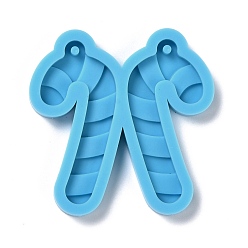 Темно-Голубой DIY силиконовые формы кулон, для серьги решений, формы для литья смолы, для уф-смолы, изготовление ювелирных изделий из эпоксидной смолы, рождественская палочка, глубокое синее небо, 42x42x4 мм, отверстие : 2 мм, внутренний диаметр: 36x18 мм