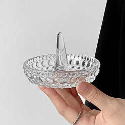 Плоский Круглый Стеклянная подставка для ювелирных колец, старинная декоративная тарелка для ожерелий и колец, плоско-круглые, 8.5x6 см