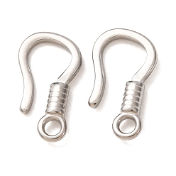 Stainless Steel Color 304 Stainless Steel S-Hook Clasps, Connector Charms for Jewelry Making, Stainless Steel Color, 14x7.5x2mm, Hole: 1.8mm