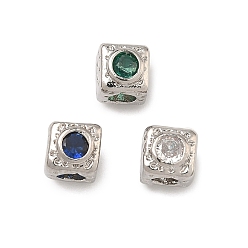 (52) Непрозрачная лаванда Куб латунные микро проложить кубического циркония бусы, долговечный, стойки покрытие, без свинца и без кадмия, разноцветные, 5x5x6 мм, отверстие : 2 мм