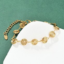 Настоящее золото 22K 304 женские браслеты-цепочки со звеньями из нержавеющей стали, вихревые, вакуумное покрытие pvd, реальный 22 k позолоченный, 7 дюйм (17.9 см)