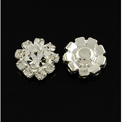 Кристалл Блестящие аксессуары для одежды цветок латунь марки А горный хрусталь выводы кабошоны, подходят плавающие подвески-медальоны, серебристый цвет металлик, кристалл, 12x4.5 мм