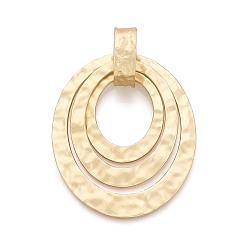 Матовый Золотой Цвет Стойки обшивки сплава большие кулоны, овальные амулеты, без кадмия и без свинца, матовый золотой цвет, 71x59x2.5 мм, отверстие : 21x12.5 мм