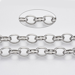 Нержавеющая Сталь Устойчивые к потускнению 304 цепи Rolo из нержавеющей стали, отрыгивающие цепи, несварные, с катушкой, цвет нержавеющей стали, ссылка: 12.5x9.5x3 mm, около 32.8 футов (10 м) / рулон