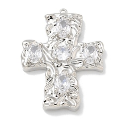 Платина Стойка металлическая латунная микропрофилированная кубическая циркония подвески, долговечный, без свинца и без кадмия, крест прелести, платина, 42x32x7 мм, отверстие : 1.6 мм