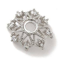 Платина Колпачки для бусин из прозрачного кубического циркония из латуни, долговечный, платина, 15x6 мм, отверстие : 2.5 мм