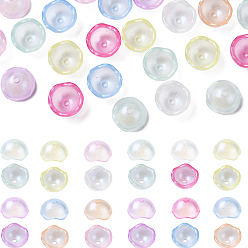 Mixed Color 40Pcs 8 Colors Transparent Plastic Bead Caps, Eggshell, Mixed Color, 16x8.5mm, Hole: 2.3mm, 5pcs/color