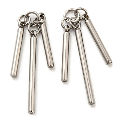 Нержавеющая Сталь Цвет Не тускнеющие 304 подвески из нержавеющей стали, с целью перехода в кольце, бар очарование, цвет нержавеющей стали, 15~25x2 мм, отверстие : 3 мм
