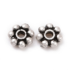 Antique Silver 925 Sterling Silver Bead Caps, Multi-petal, Antique Silver, 5x1.5mm, Hole: 1.6mm, about 60Pcs/10g