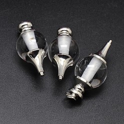 Хрусталь Подвески из натурального кварца из цинкового сплава платинового тона, горного хрусталя, без свинца и без никеля , 41~43x18 мм, отверстие : 5.5 мм