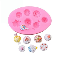 Hot Pink Food Grade Silicone Molds, Fondant Molds, Baking Molds, Chocolate, Candy, Biscuits, UV Resin & Epoxy Resin Jewelry Making, Mixed Shapes, Hot Pink, 83x55x16mm, Inner Size: 14~21x11~17mm