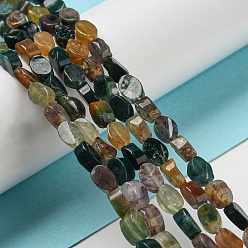Indian Agate Natural Indian Agate Beads Strands, Flat Oval, 6~6.5x4~4.5x2.5mm, Hole: 0.6mm, about 64pcs/strand, 15.94''(40.5cm)