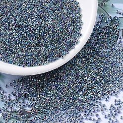 (RR283) Noir Lined Crystal AB MIYUKI Round Rocailles Beads, Japanese Seed Beads, (RR283) Noir Lined Crystal AB, 11/0, 2x1.3mm, Hole: 0.8mm, about 1100pcs/bottle, 10g/bottle
