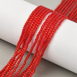 Красный Кошачие глаза, круглые, красные, 2 мм, отверстие : 0.7 мм, около 157 шт / нитка, 14.17~14.57 дюйм (36~37 см)