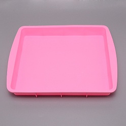 Hot Pink Silicone Cake Pan, Nonstick Baking Cake Molds, Rectangle, Hot Pink, 320x255x37mm