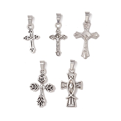 Античное Серебро Сплавочные подвески тибетского стиля, крест прелести, античное серебро, 19.5~25x11~14x2~3 мм, отверстие : 5x3 мм