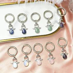 Платина Подвески в виде обуви из натурального зеленого авантюрина, лазурита, розового кварца, аметиста и опалита, с пружинными кольцами из цинкового сплава, платина, 65 мм