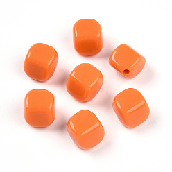 Темно-Оранжевый Непрозрачные акриловые бусины, кубические, темно-оранжевый, 11.2x8.7x9.2 мм, отверстие : 1.8 мм, Около 833 шт / 500 г