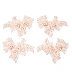 Бежевый Вышивка в форме цветка из полиэстера, пришивные цветочные аппликации, украшение для свадебного платья своими руками, Cheongsam, бежевые, 195x145x7 мм