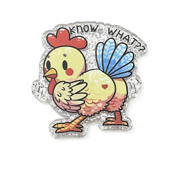 Петух Печатные акриловые подвески, петух, 36x33x2.5 мм, отверстие : 1.6 мм