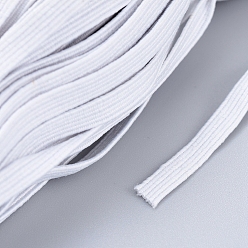 White Defective Closeout Sale, Flat Elastic Cord, Mouth Cover Ear Tie Rope for DIY Mouth Cover, White, 6mm, about 10 small bundles/big bundle, 1300~1600g/big bundle